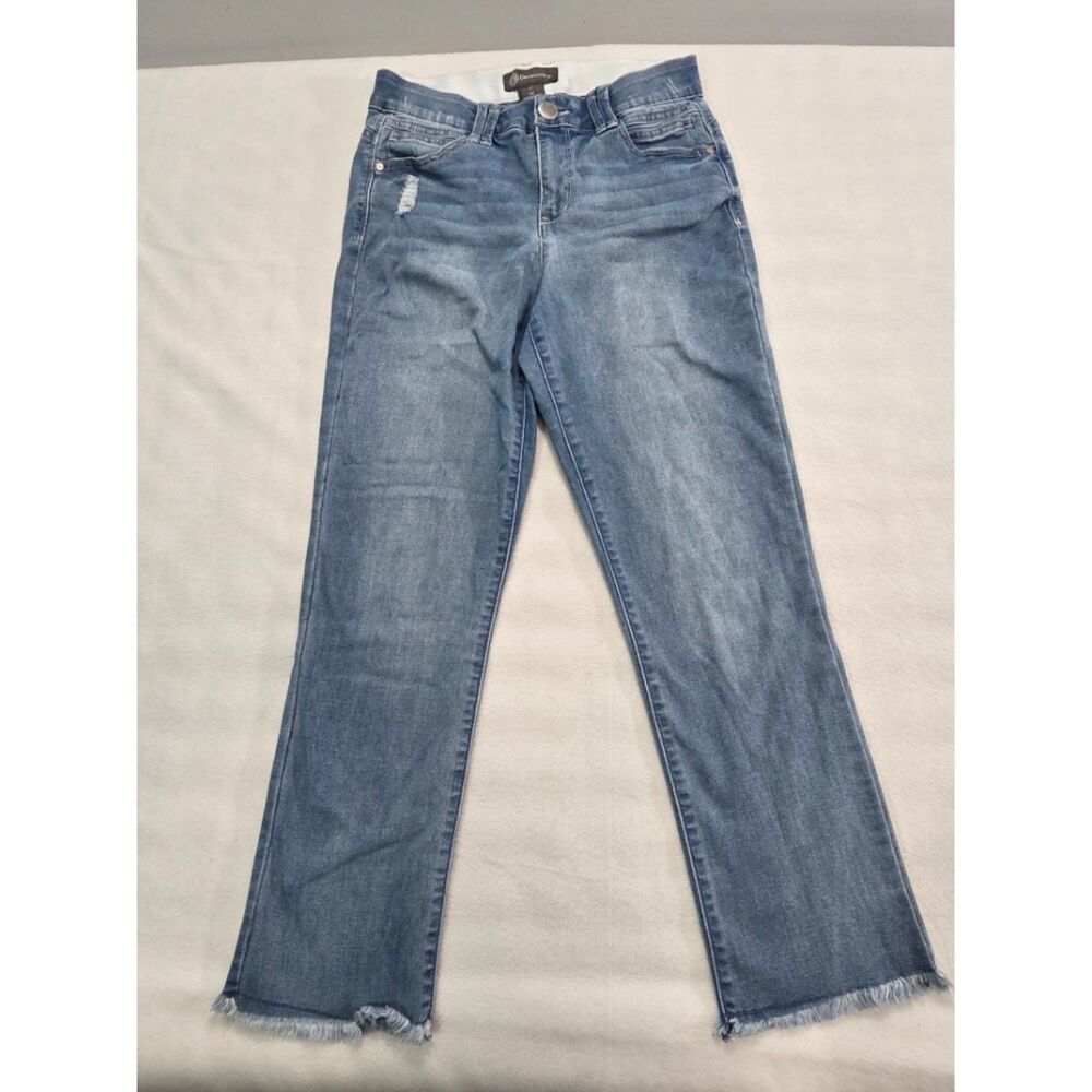 Democracy Ab Technology Straight Leg Jeans Womens 6 Light Wash Frayed Hem